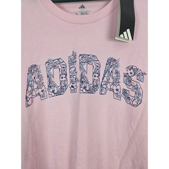 Adidas Plus Size Logo T Shirt 3x Womens Pink Regular Fit Crew Neck Active NWT - Picture 3 of 7